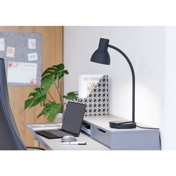 EGLO Tischleuchte VERADAL-QI – 720 lm, 5,5 W, 3000 K, Touch, dimmbar, schwarz, Qi
