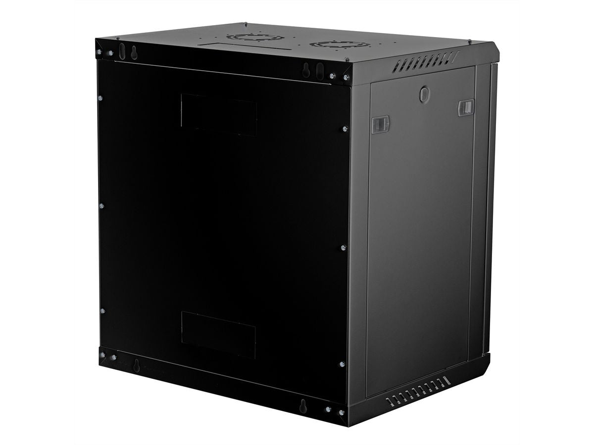 ROLINE Basic Plus – 19" Wandverteiler 12U, IP20, abschliessbar, 600 × 450 × 645 mm, schwarz, Stahl