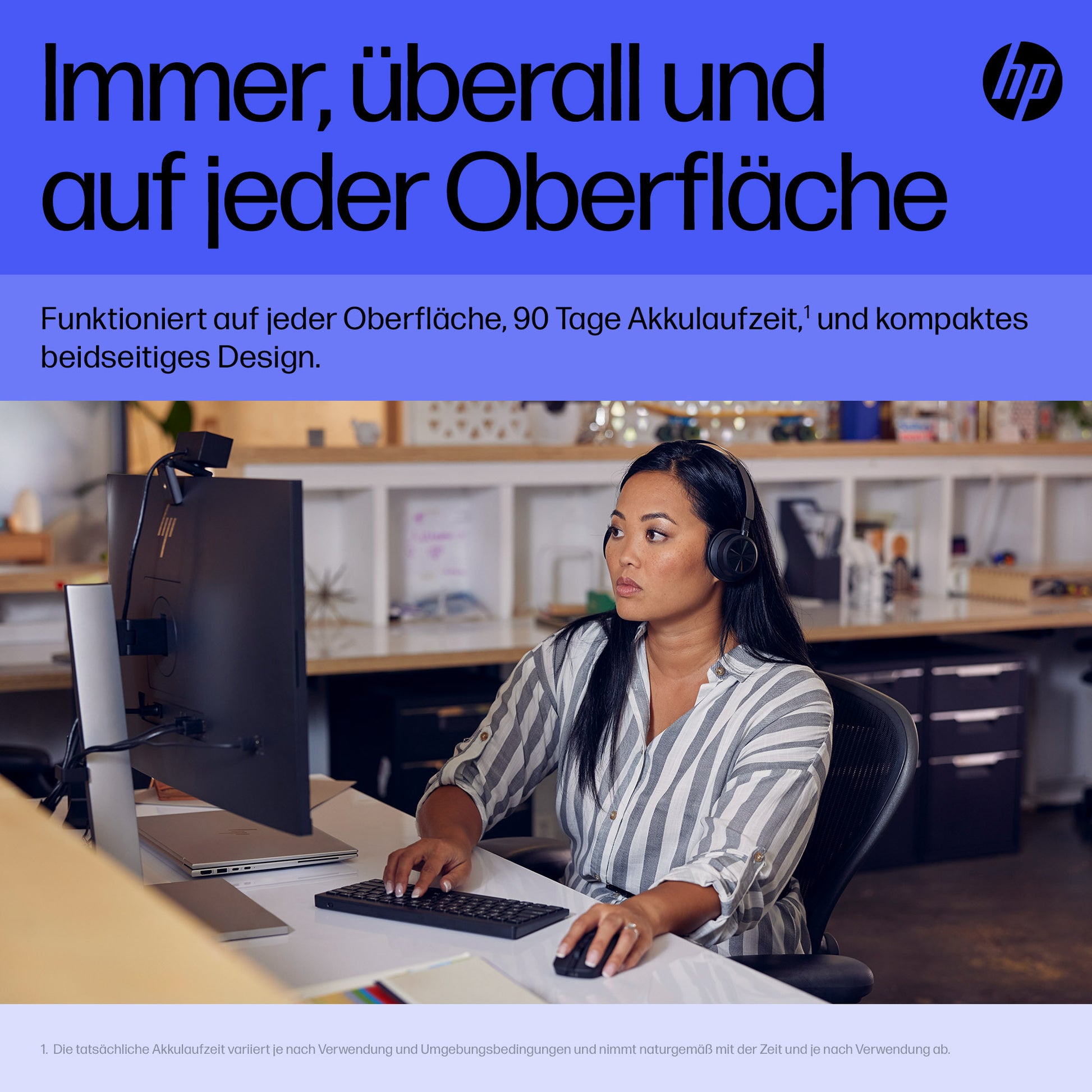 HP 715 Wiederaufladbare Multi-Geräte Maus – Kabellos, 3'000 dpi, 7 Tasten, Beidhändig, Wiederaufladbar, Schwarz