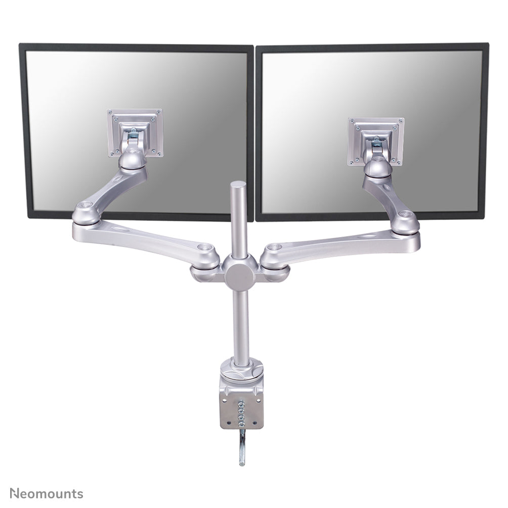 Neomounts FPMA D930D – Monitorarm, Dual, Tischklemme, bis 30", VESA 75 × 75/100 × 100 mm, 15 kg, silber