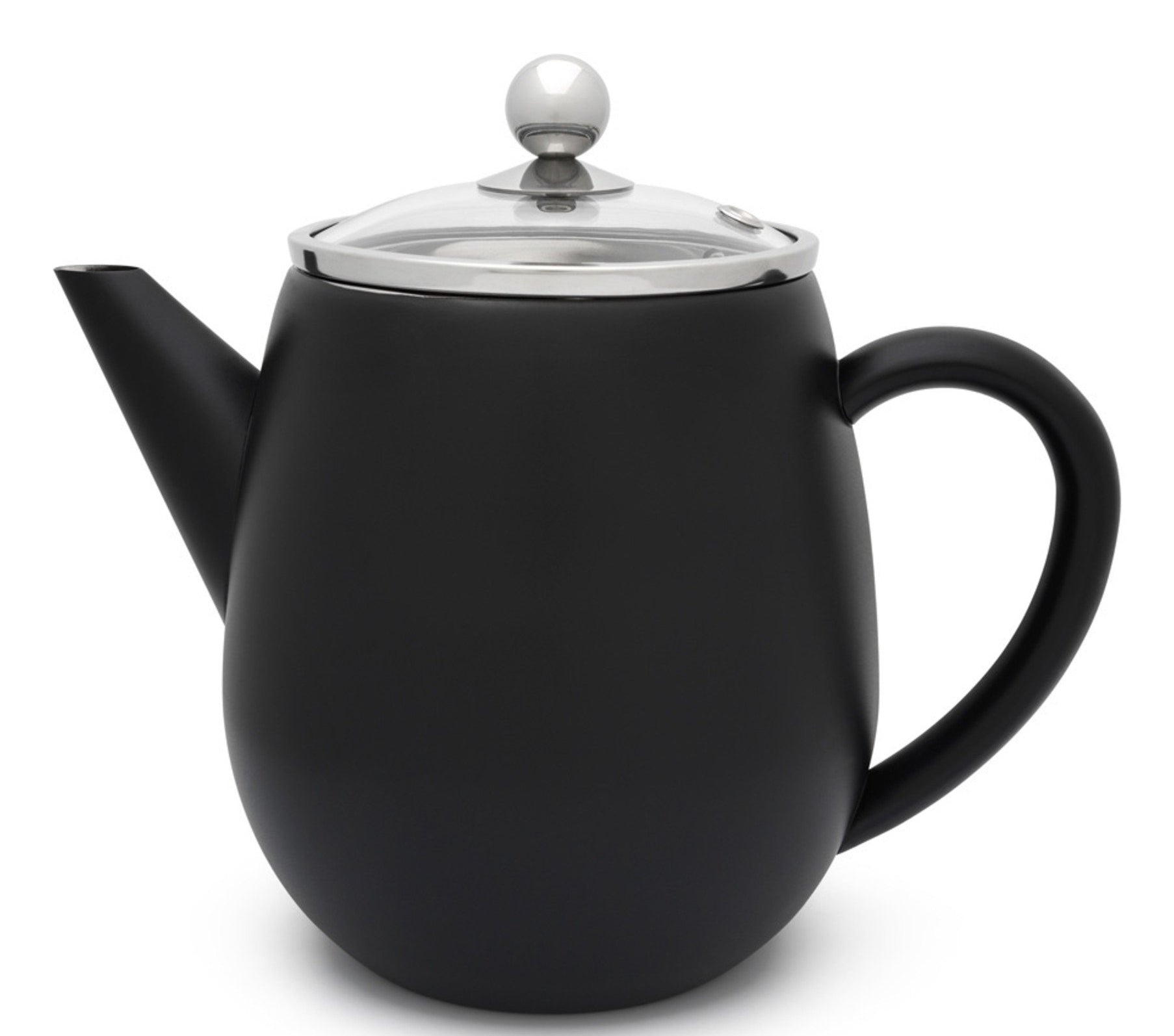 Bredemeijer Teekanne – 1,1 l, Glas/Edelstahl, Schwarz/Transparent, mit Teefilter, spülmaschinenfest