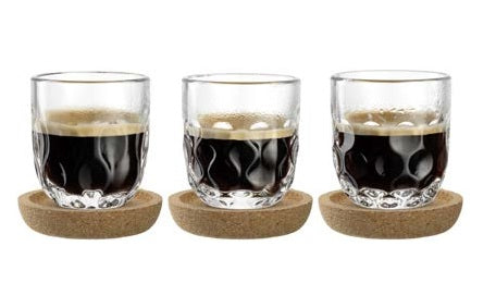 LEONARDO Espressotasse GOCCE – 6-teiliges Set, 60 ml, Ø 5,0 cm, H 6,0 cm, Glas, Transparent