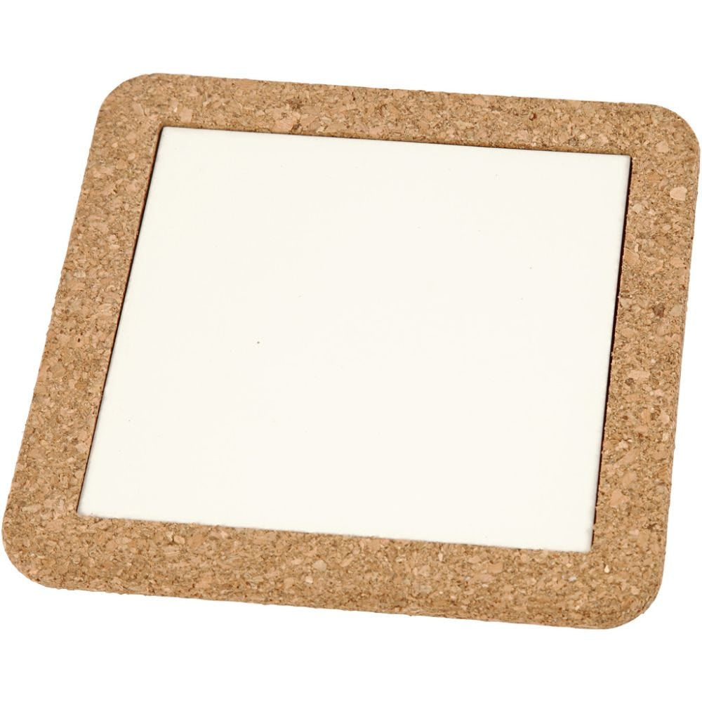 Creativ Company Untersetzer – 11 × 11 × 1 cm, Kork, Weiss/Braun
