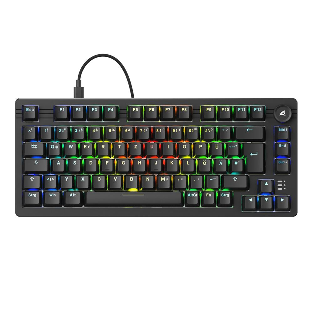 Sharkoon SGK25 – Tastatur 75% – Mechanisch – Verkabelt – QWERTZ (DE) – RGB – Ohne Ziffernblock – Schwarz