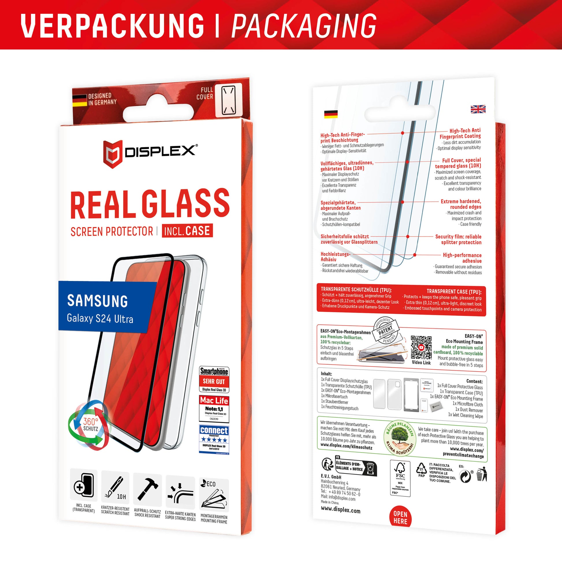 E.V.I. Backcover – für Samsung Galaxy S24 Ultra, Glas+TPU, Transparent