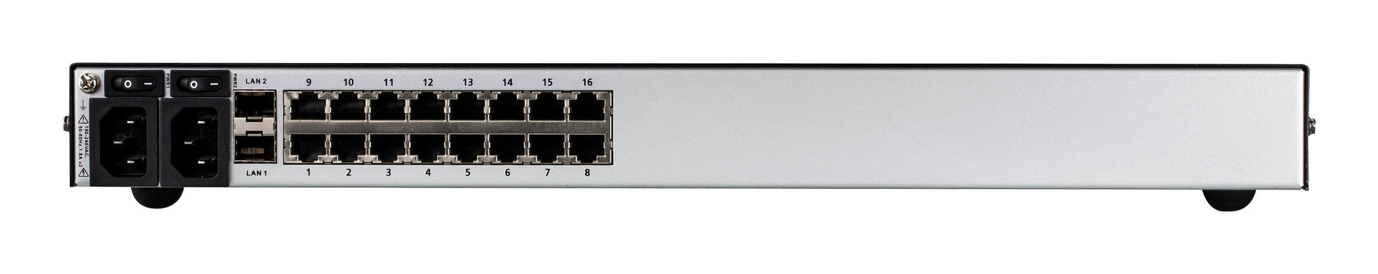 ATEN SN1116CO Serieller Konsolenserver – 16× RJ‑45, 2× SFP, 4× USB 2.0, Duale Stromversorgung – Schwarz