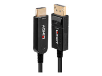 Lindy 38491 Kabel DisplayPort zu HDMI – DP 1.2, 18 Gbit/s, AOC (aktiv), 20 m, Schwarz