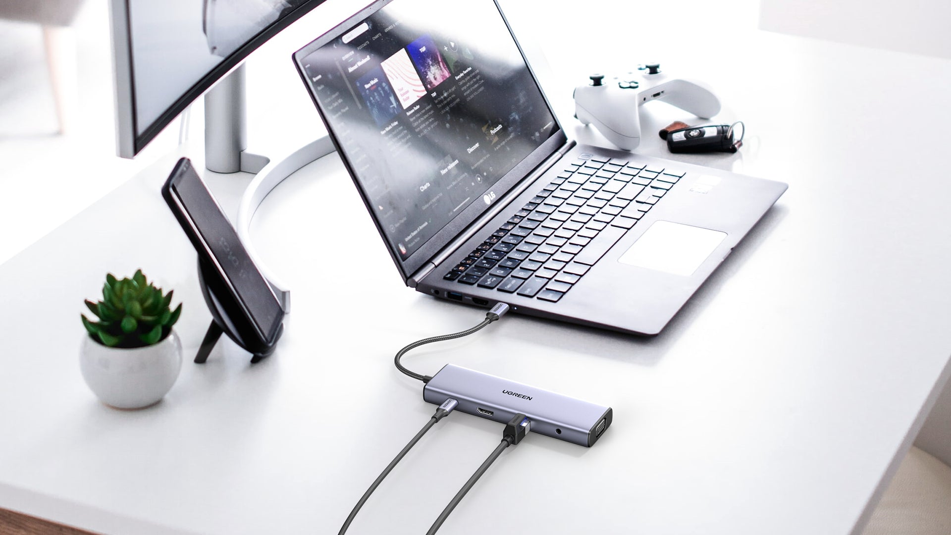 Ugreen 15601 Multiport-Adapter – USB-C, 1× HDMI, 1× VGA, 3× USB-A, 100 W PD, SD/microSD, 3,5 mm Audio