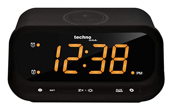 Technoline Digitalwecker – Funk, Thermometer, USB, 11,6 × 15,8 × 7,5 cm, Schwarz