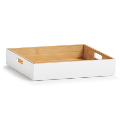 Zeller Present Aufbewahrungsbox (mit Griff) – Bambus – Weiss – 300 × 60 × 270 mm