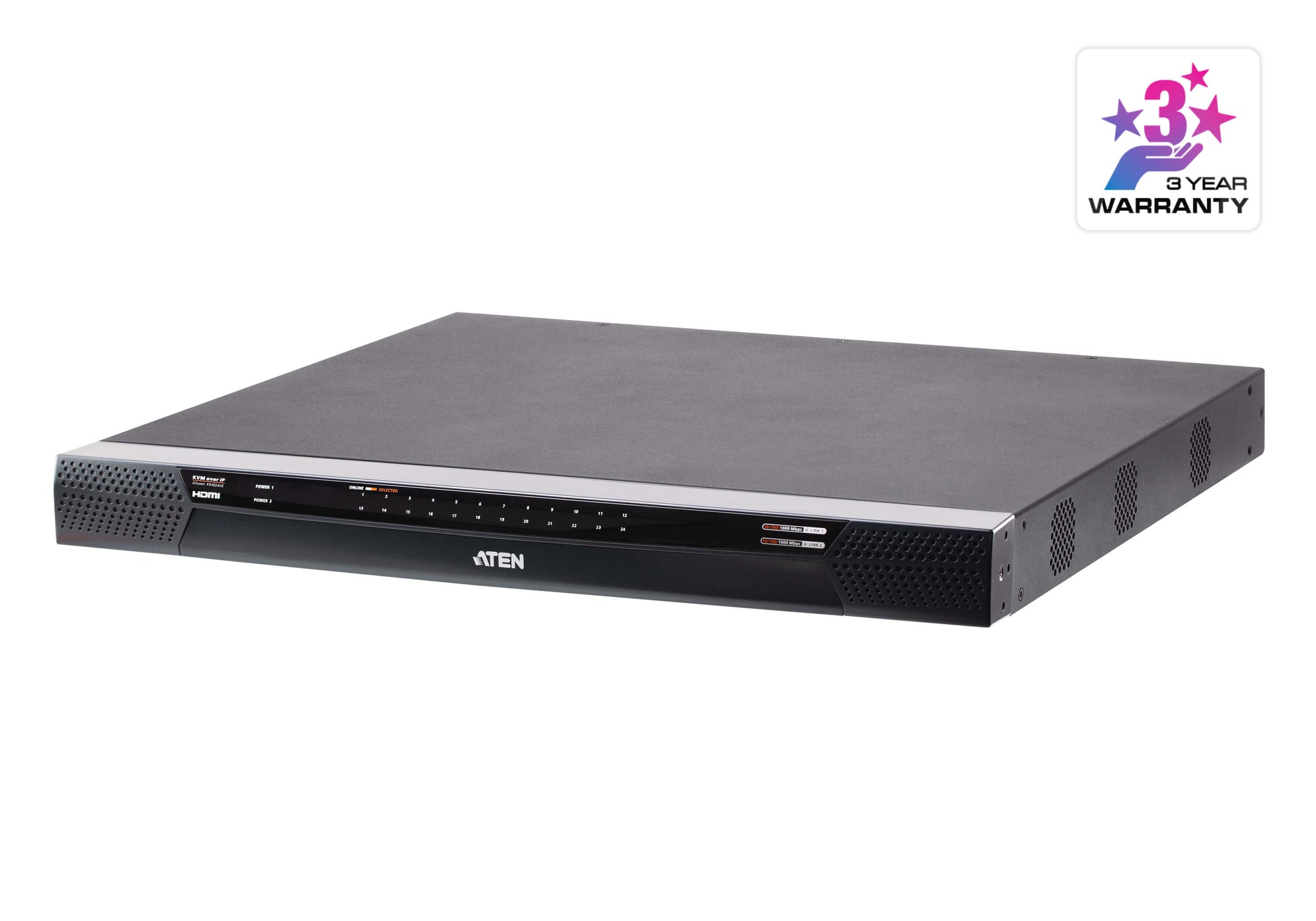 ATEN KN4024VB – KVM-Switch 24-Port, HDMI/VGA/USB 2.0/RJ-45, WUXGA (1920 × 1200), 1 Gbit/s, Virtual Media