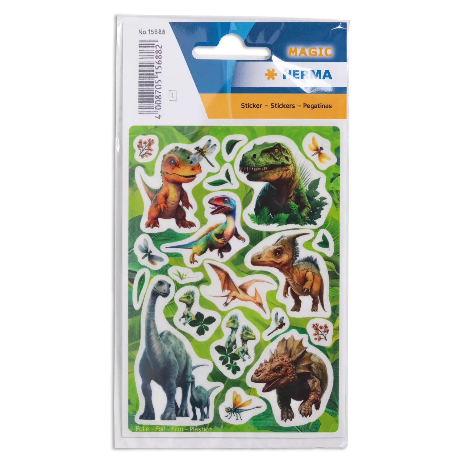 HERMA Schmucketiketten Dino World – 20 Stück – permanent – mehrfarbig