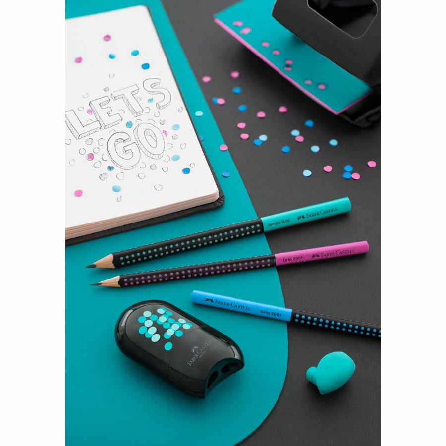 Faber-Castell Grip 2001 Zweifarbiger Bleistift, Dreikant, Grip-Zone HB Mine Ø 2 mm Schwarz/Blau