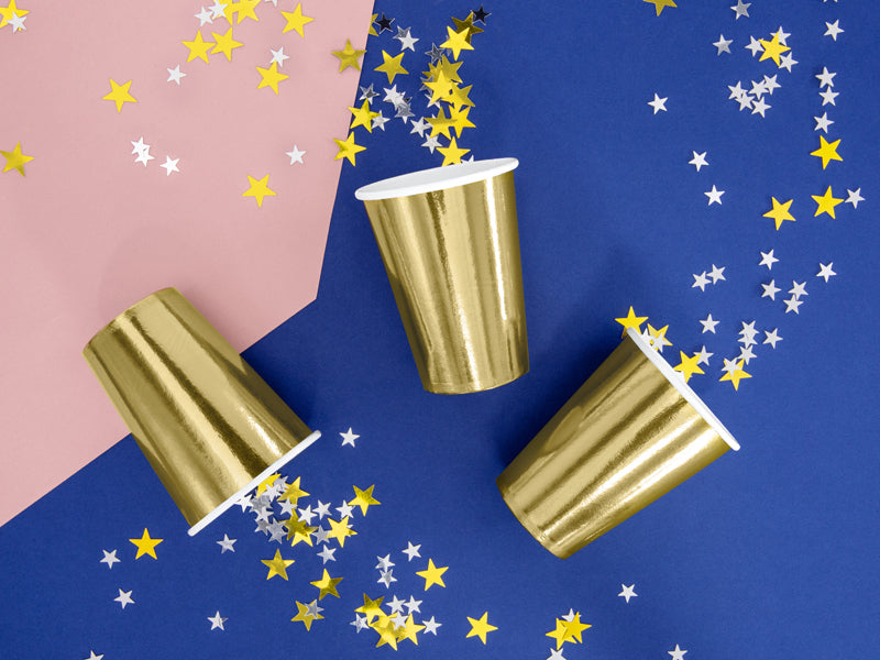 PartyDeco Becher, Papier – 2,2 dl – Gold – 6 Stk.