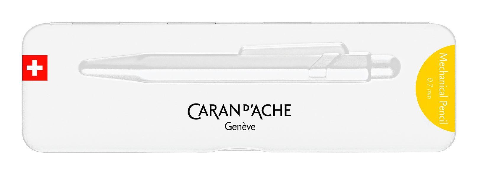 Caran d-Ache 849 Colormat-X Druckbleistift – 0,7 mm – Aluminium – Gelb – mit Radierer – 1er-Pack