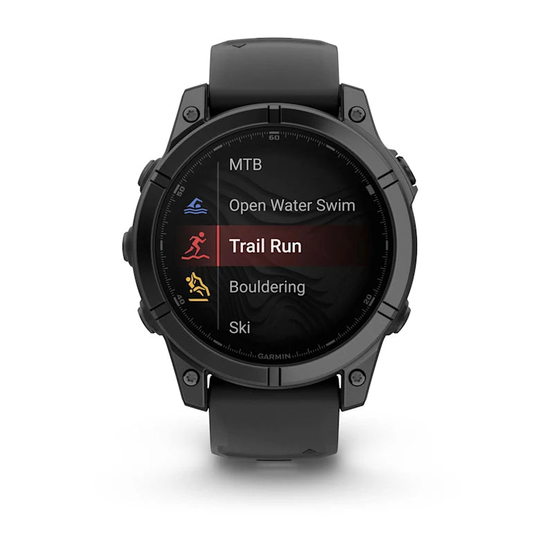 Garmin Fenix E – GPS-Smartwatch – 47 mm, 1,3", GPS, WLAN, AMOLED, Gorilla Glass, 100 m, Schwarz, Silikonarmband