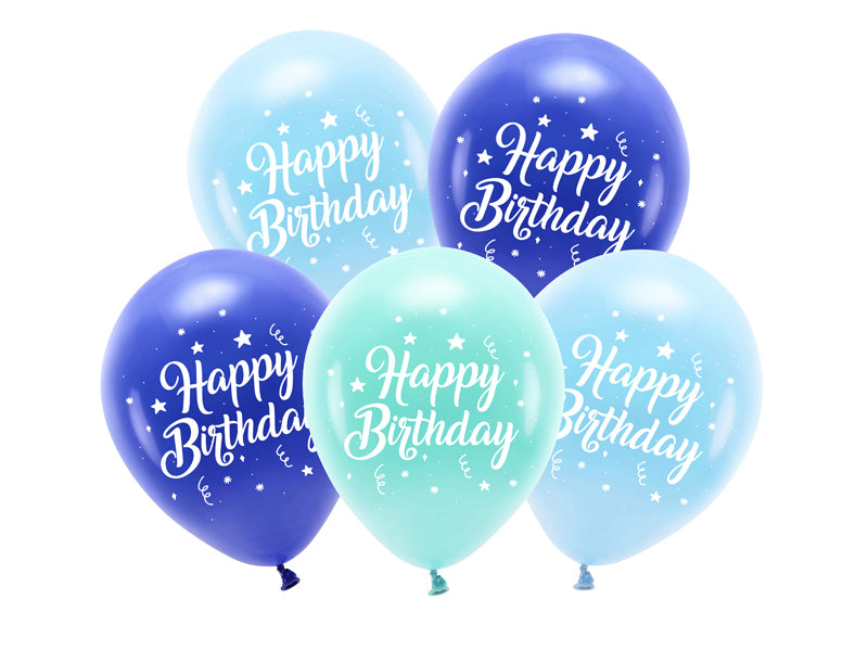 PartyDeco Geburtstagsluftballons – mehrfarbig – Ø 26 cm – Latex – 5 Stk