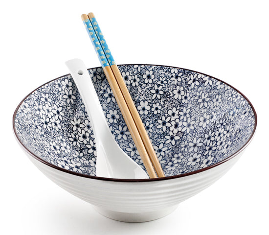 Ibili Nudelsuppenschale Sapporo – 4-teiliges Set, 1,2 l, Ø 20,7 cm, Porzellan, spülmaschinenfest