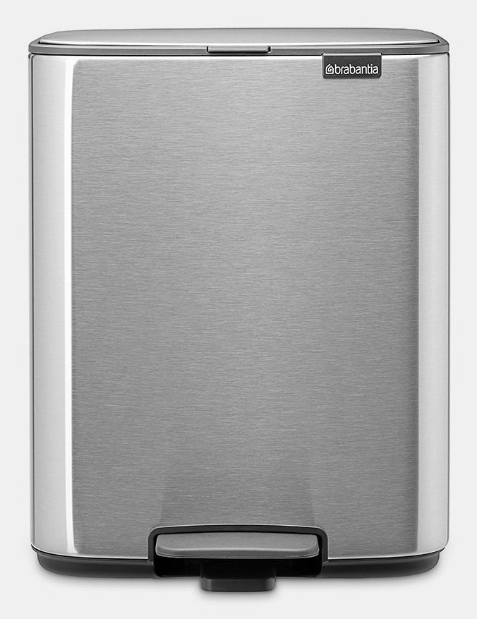 Brabantia Papierkorb – 12 l – Stahl, silber matt – B × H × T 292 × 369 × 263 mm