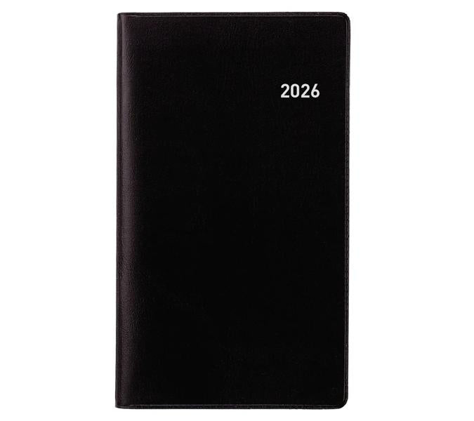 Biella Luzern Agenda – 1 Monat/2 Seiten, geheftet, 8,7 × 15,3 cm, 15 Monate Okt–Dez, 2026, schwarz, PEFC