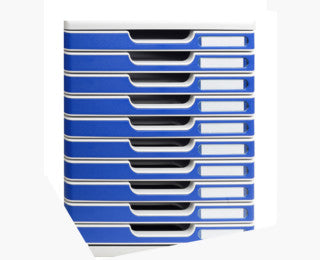 Exacompta Schubladenbox MODULO A4 – 10 Schübe, 32 cm, Blau