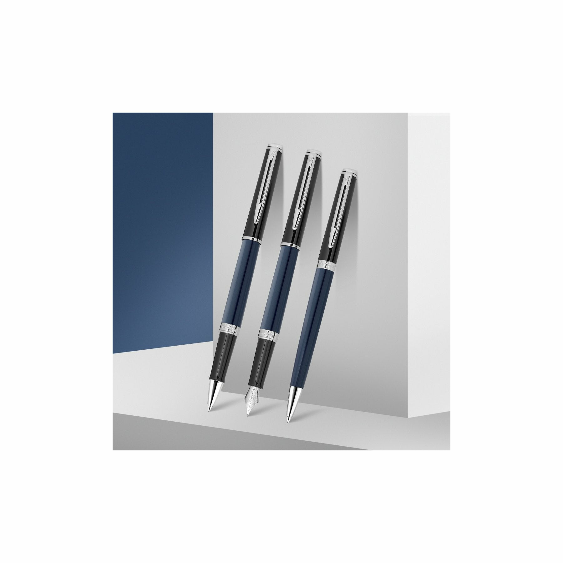 Waterman Hémisphère Colour Blocking Schwarz & Blau – Federspitze M – schwarz/blau, blau – Patronen