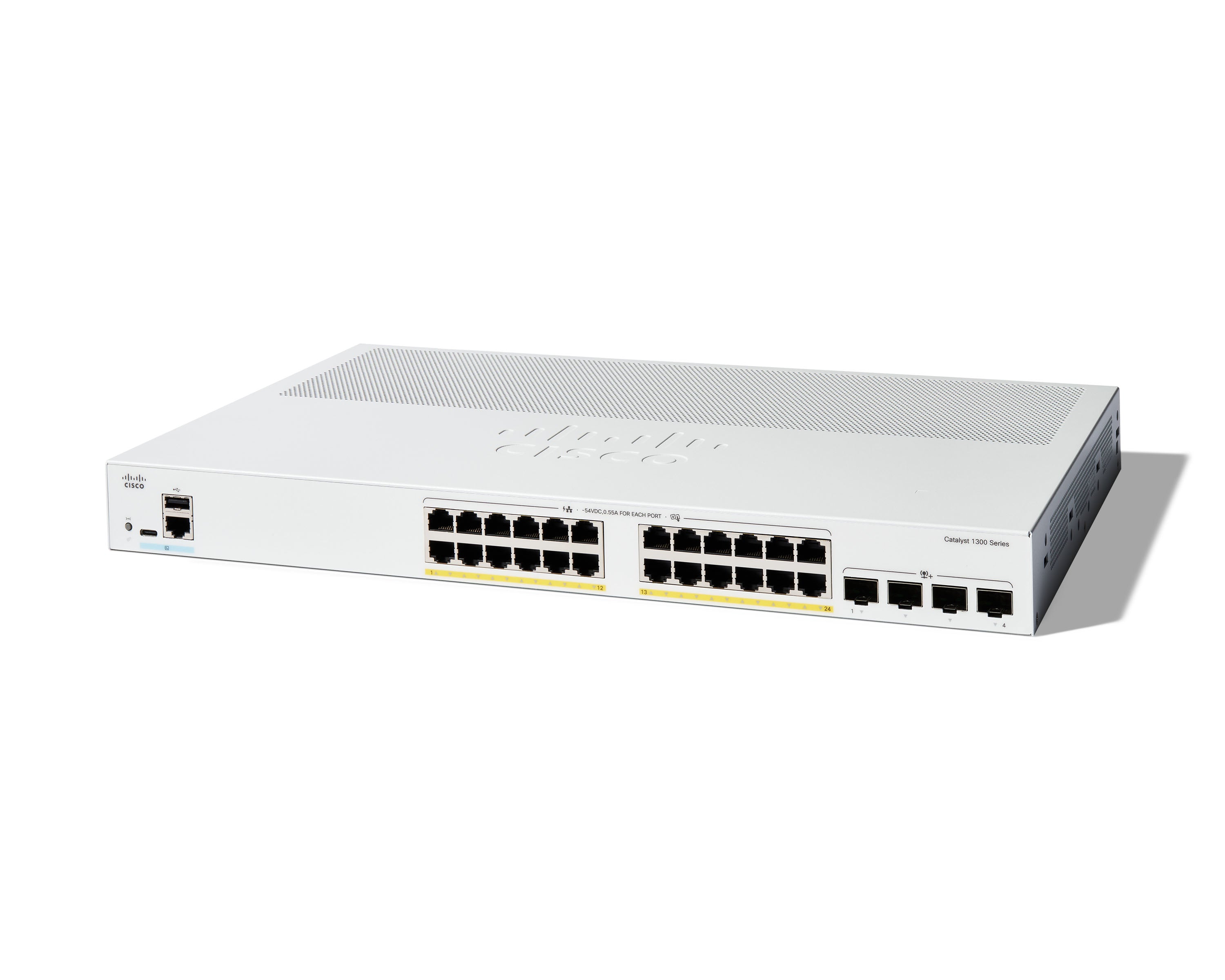 Cisco Catalyst 1300 – Managed Switch – 24×GbE, 4×SFP+, L2+/L3, PoE+ 195 W, 1U