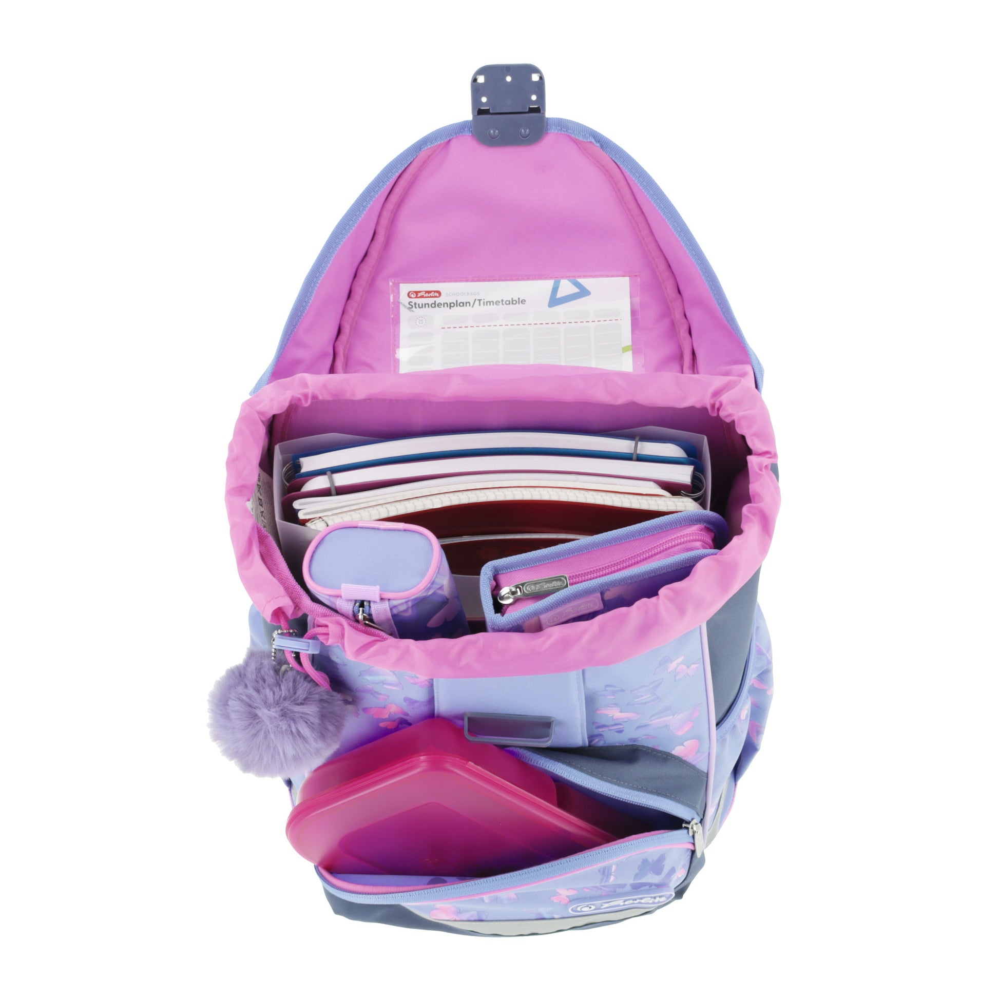 Herlitz UltraLight Plus – Schulrucksack-Set 4-teilig, Schmetterling, 15 l, 28×36×21 cm