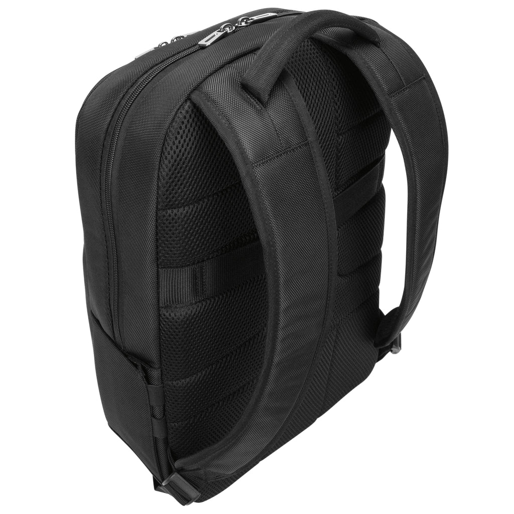 Targus Notebook-Rucksack bis 16" – Trolley-Haltegurt, Wasserflaschenhalterung – Schwarz/Grau