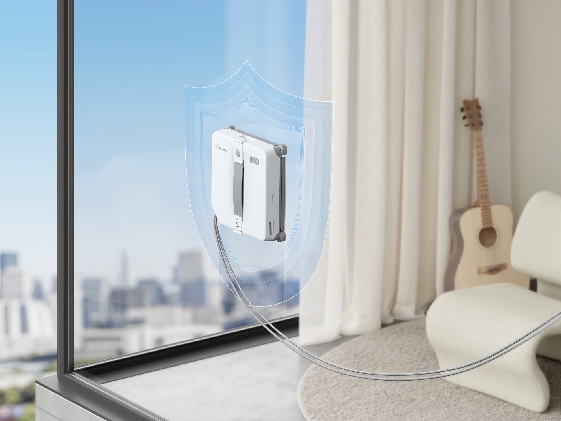 Ecovacs Fensterreiniger WINBOT MINI 2 – 0,23 l – weiss/grau – Akku – 21,5 × 21,5 × 5,5 cm