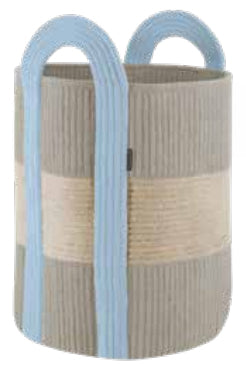 REMEMBER Colombo Aufbewahrungskorb – Baumwolle – Blau/Grau – mit Griff – Ø 400 × H 580 mm
