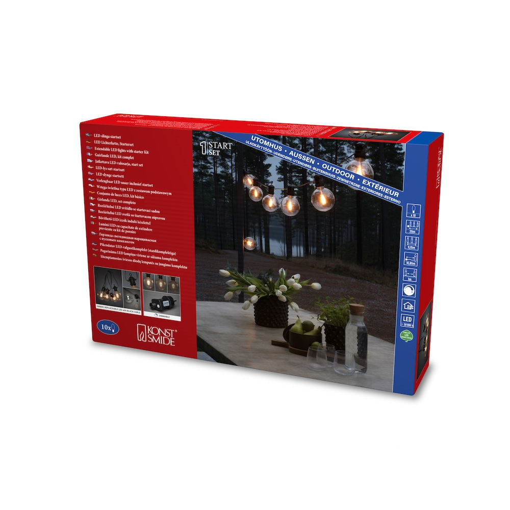 Konstsmide Lichterkette – 46 lm, 7 W – Bernstein, 1800 K – IP44 – Netzbetrieb, dimmbar – Schwarz, Kunststoff