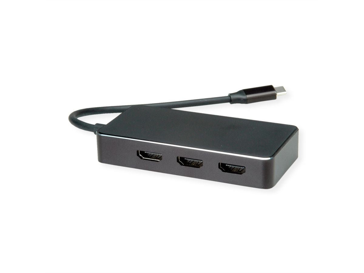 VALUE Multi-Monitor-Adapter USB-C zu 3× HDMI – 4K @ 60 Hz, 0,1 m, für Geräte mit USB-C (DisplayPort Alt Mode)