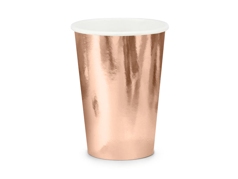 PartyDeco Trinkbecher, Papier/Karton – 2,2 dl Roségold – 6 Stk.
