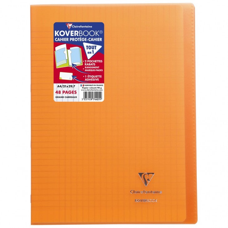 Clairefontaine Notizheft – A4 – 48 Seiten – 90 g/m² – geheftet, transparentes PP-Cover, assortiert, PEFC