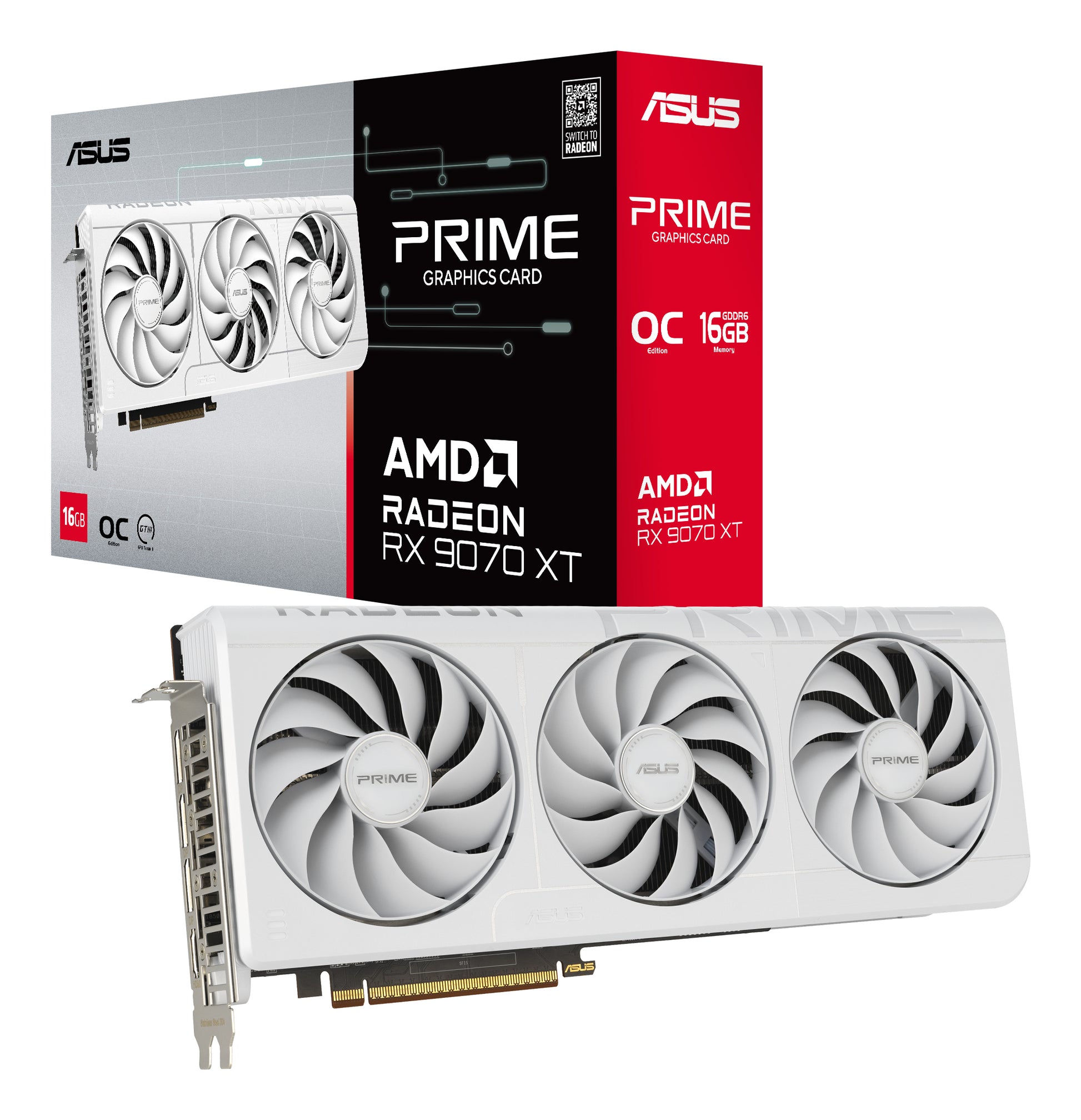ASUS PRIME-RX9070XT-O16G-WHITE – PCIe Grafikkarte – 3×DP, 1×HDMI, PCIe 5.0, 3×8-Pin