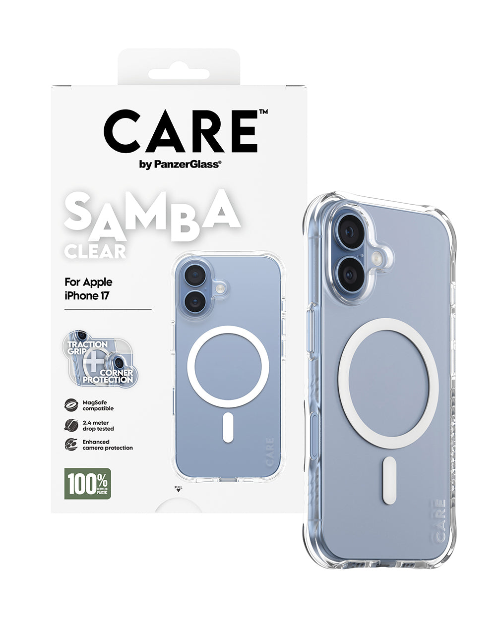 PanzerGlass Backcover Samba – für Apple iPhone 17 – transparent – TPU, MagSafe-kompatibel