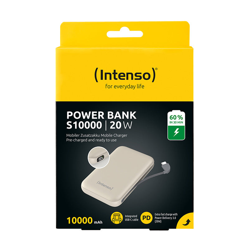 Intenso S10000 Powerbank 10'000 mAh – 20 W PD, 1× USB-C, beige