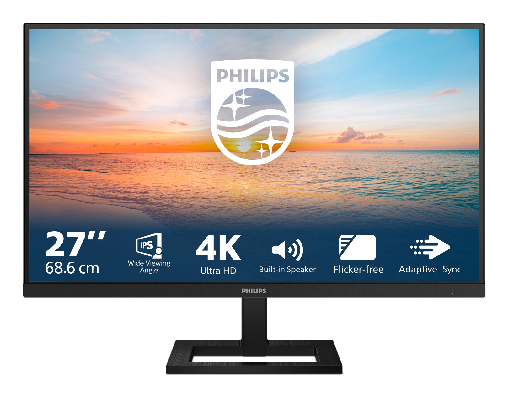 Philips 27E1N1800AE/00 – Monitor, 27", IPS, 60 Hz, 350 cd/m², Adaptive Sync, VESA 100 × 100, Schwarz