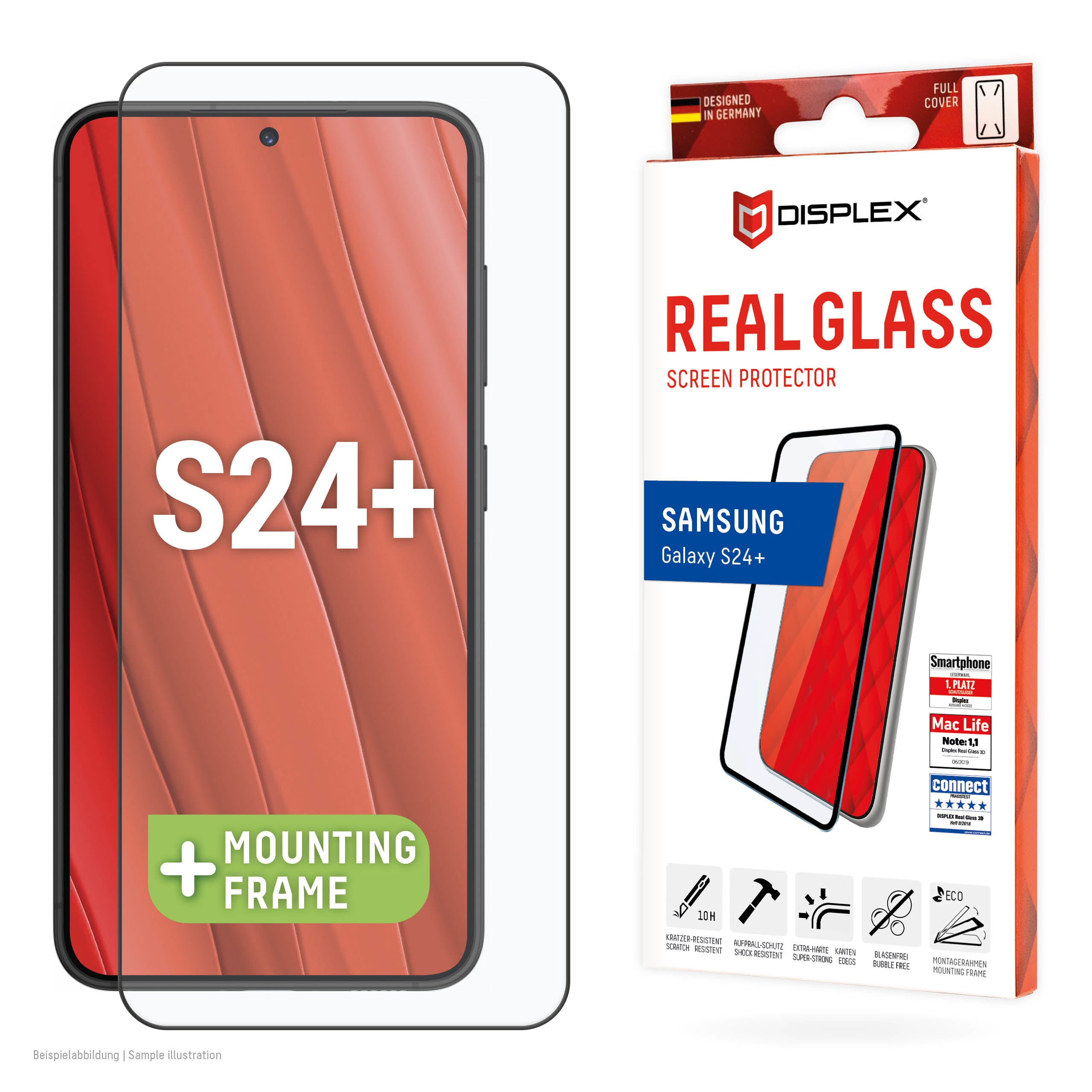 E.V.I. Displayschutz (Panzerglas), Full Cover – für Galaxy S24+ – mit Applikator