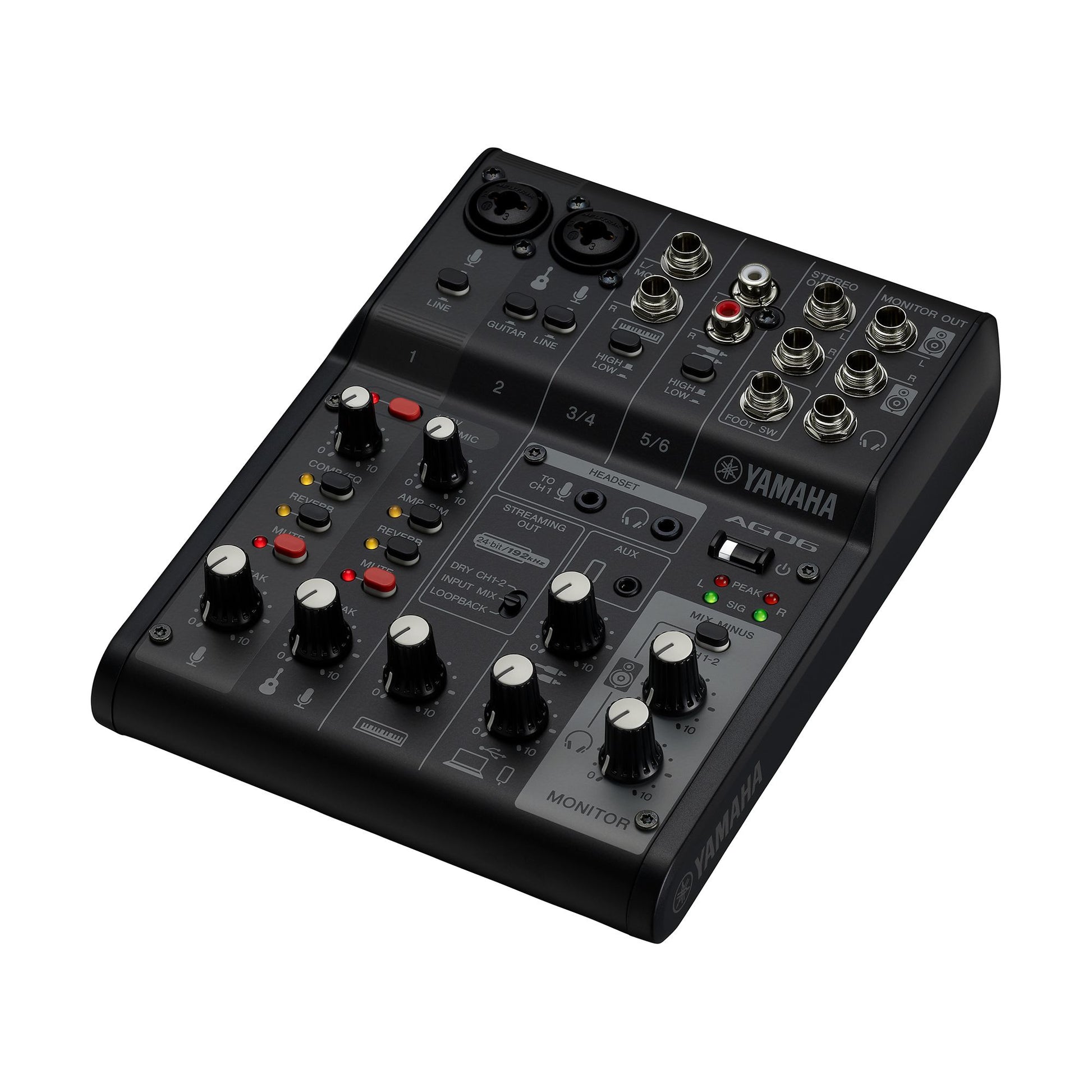 Yamaha AG06 MK2 – 6-Kanal Mixer, USB-Audio-Interface, integrierte Effektsektion, Schwarz