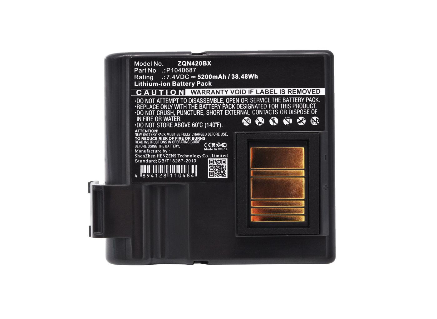 CoreParts Akkubasis P1040687/P1050667-016, 7,4 V, 38,48 Wh, 5200 mAh – für Zebra-Drucker, Schwarz