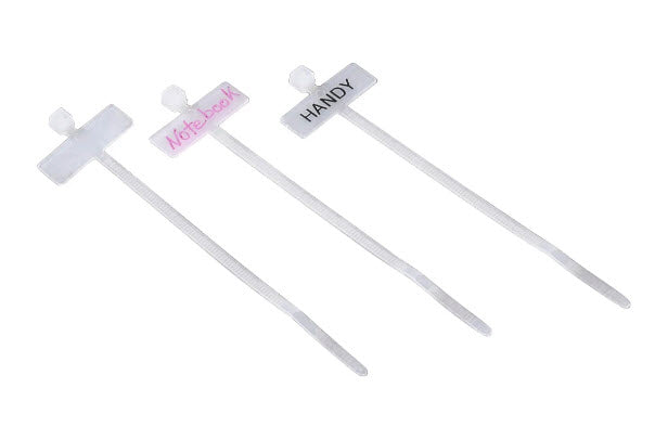 Hama Kabelbinder – 24 mm × 0,10 m, Kunststoff, Weiss, mit Beschriftungsfeld 8 × 24 mm, 25er-Pack