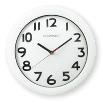 Q-CONNECT Wanduhr – Ø 28 cm, weiss, Kunststoff
