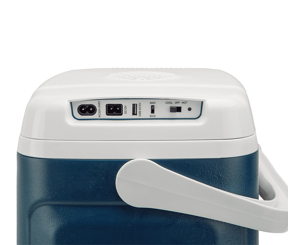 Ohmex Kühlbox OHM-CLB-2225 – thermoelektrisch, Heizfunktion, USB, 45 W – 26 l – blau – Kunststoff, PU