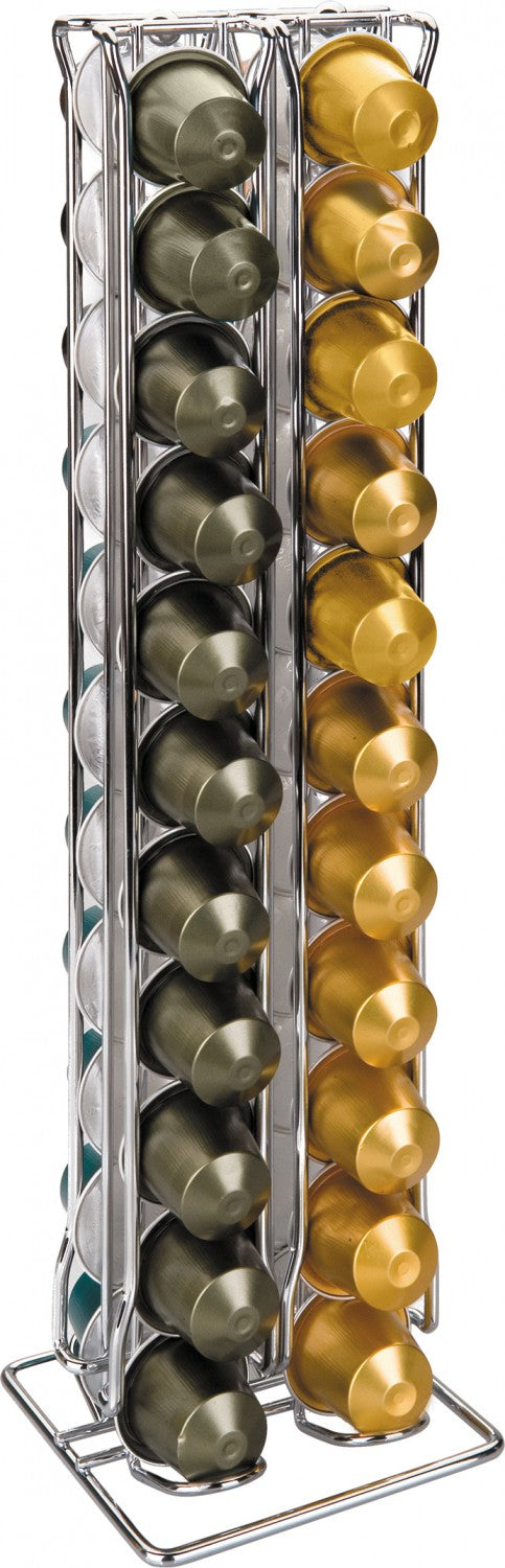 Ibili Kaffeekapselhalter 44 Kapseln, 10 × 10 × 38 cm, Metall, Silber, für Nespresso-Kapseln
