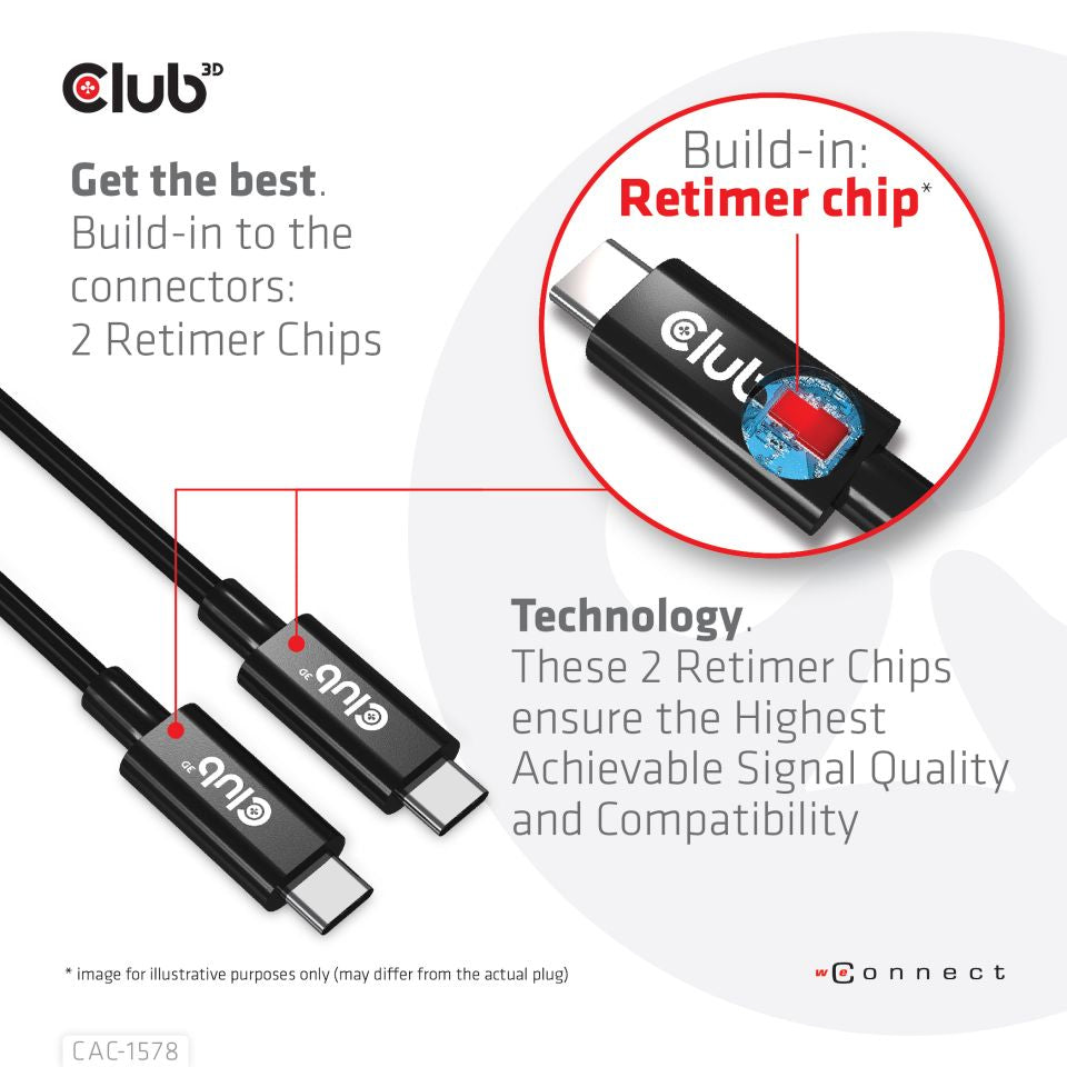 CLUB3D Club 3D – USB-C auf USB-C Kabel – USB4 40 Gbit/s – 2 m – PD 240 W – Schwarz – für Smartphones und mehr
