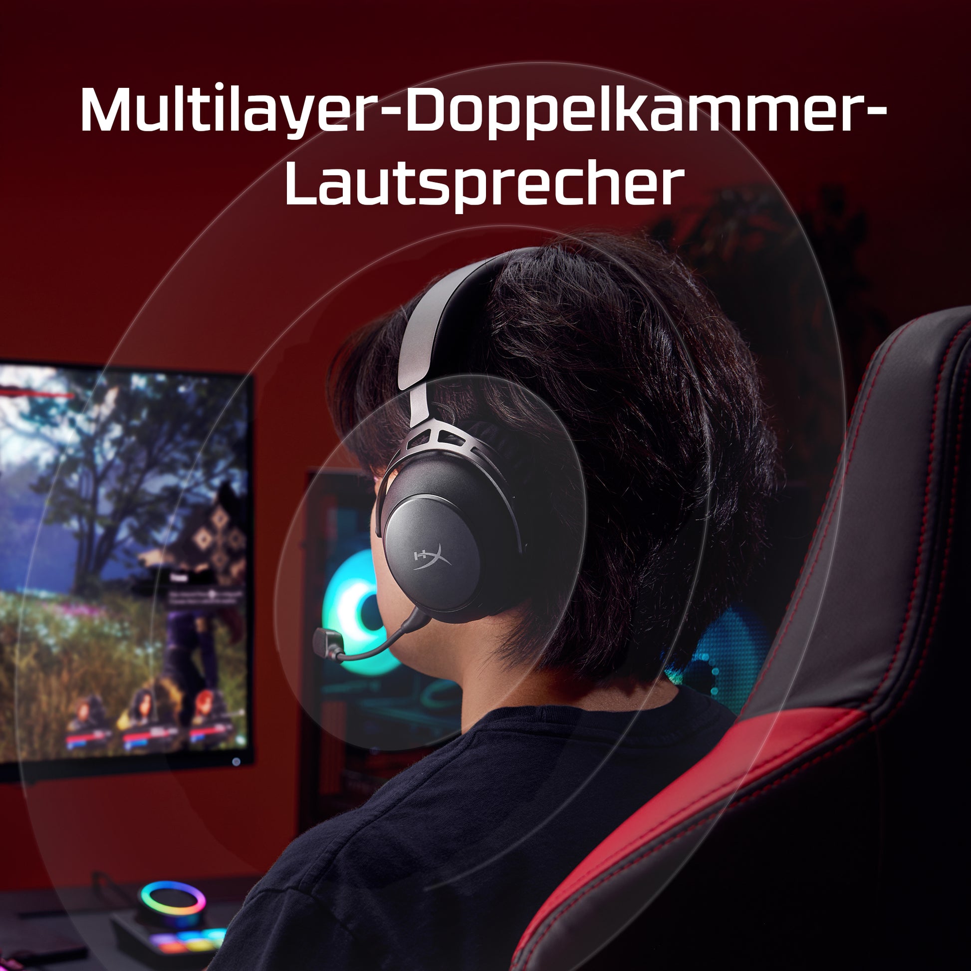 HyperX Cloud Alpha 2 Wireless Gaming-Headset – Over-Ear, BT 5.2, ANC, für PC, PS5, Switch und mehr, Schwarz
