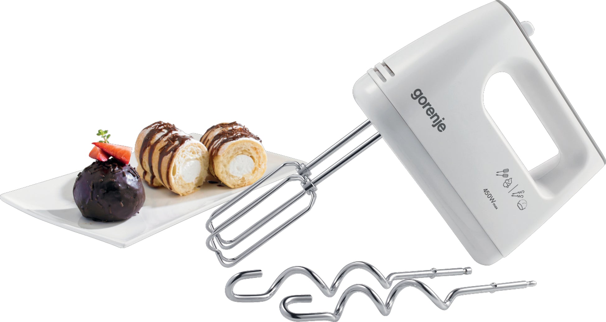 Gorenje Handmixer M420CW – 450 W, 5 Stufen, Turbotaste – Weiss