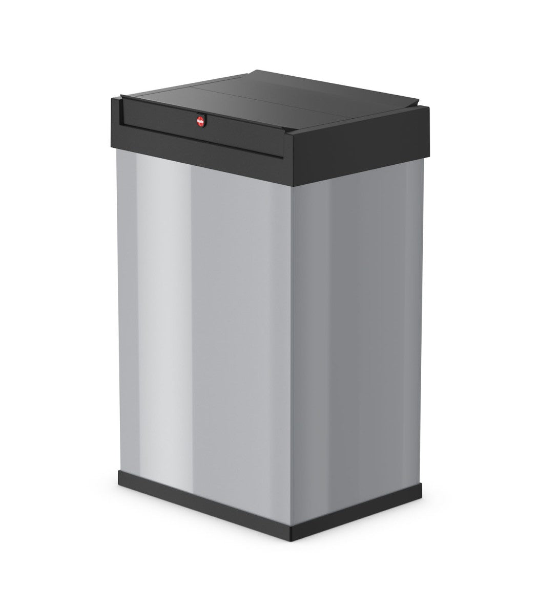 Hailo Abfallcontainer Big-Box Swing – 35 l – mit Deckel, Stahl, Silber – B × H × T 339 × 545 × 260 mm